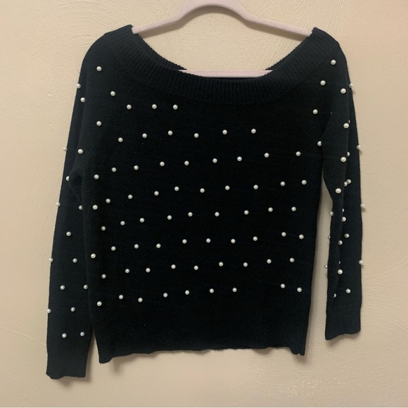 Charter Club Cashmere Pearl Embellished One-Shoulder Sweater Size Small NWT New - Picture 2 of 10